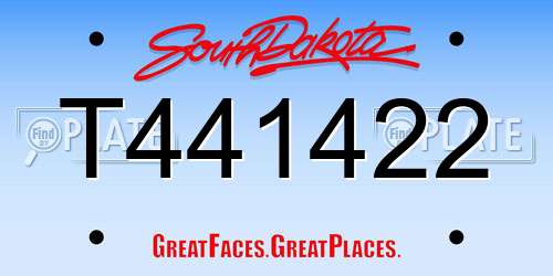 T441422 South Dakota License Plate