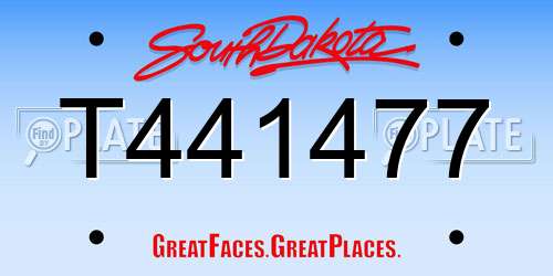 T441477 South Dakota License Plate