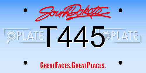T445 South Dakota License Plate
