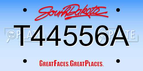 T44556A South Dakota License Plate