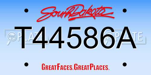 T44586A South Dakota License Plate