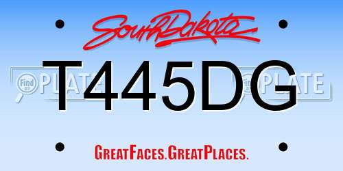 T445DG South Dakota License Plate
