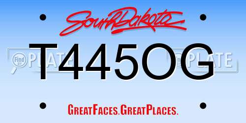 T445OG South Dakota License Plate