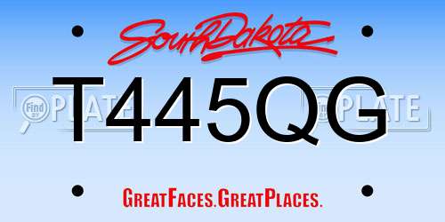 T445QG South Dakota License Plate