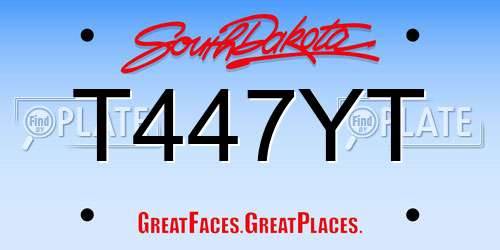 T447YT South Dakota License Plate
