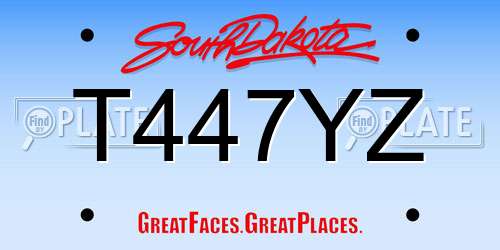 T447YZ South Dakota License Plate
