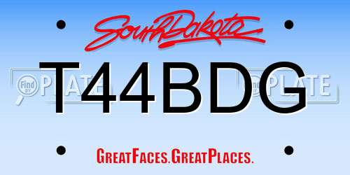 T44BDG South Dakota License Plate