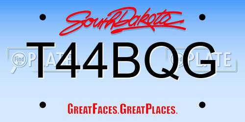 T44BQG South Dakota License Plate