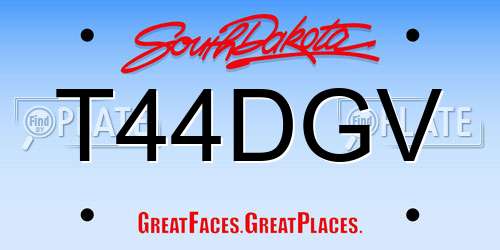 T44DGV South Dakota License Plate