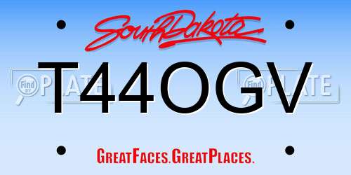 T44OGV South Dakota License Plate