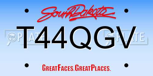 T44QGV South Dakota License Plate