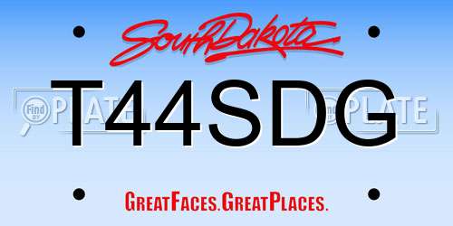 T44SDG South Dakota License Plate