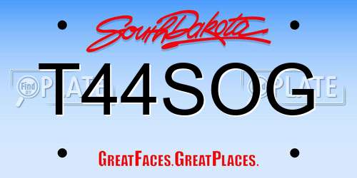 T44SOG South Dakota License Plate