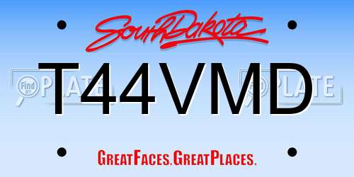 T44VMD South Dakota License Plate