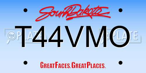 T44VMO South Dakota License Plate