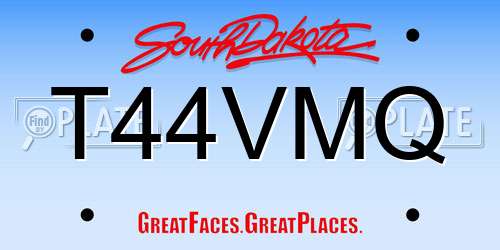 T44VMQ South Dakota License Plate
