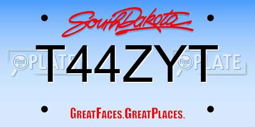T44ZYT South Dakota License Plate