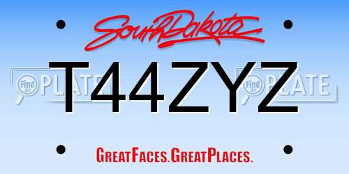 T44ZYZ South Dakota License Plate