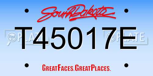 T45017E South Dakota License Plate