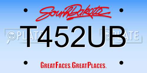 T452UB South Dakota License Plate