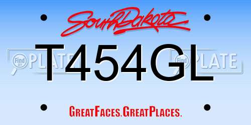 T454GL South Dakota License Plate