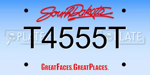 T4555T South Dakota License Plate