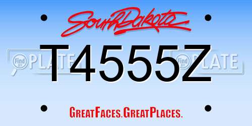 T4555Z South Dakota License Plate