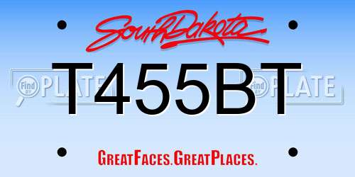 T455BT South Dakota License Plate
