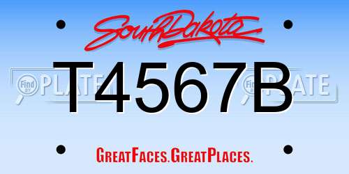 T4567B South Dakota License Plate
