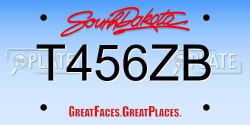 T456ZB South Dakota License Plate