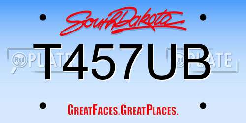 T457UB South Dakota License Plate