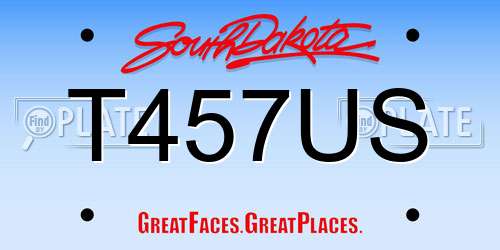 T457US South Dakota License Plate