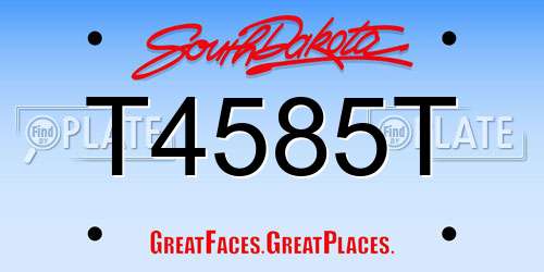T4585T South Dakota License Plate