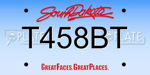 T458BT South Dakota License Plate