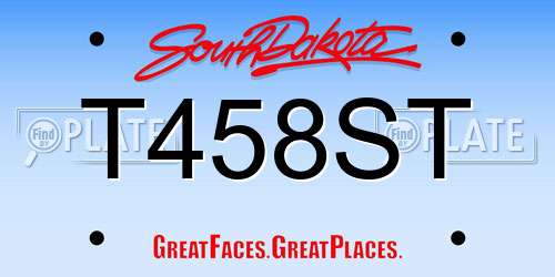 T458ST South Dakota License Plate
