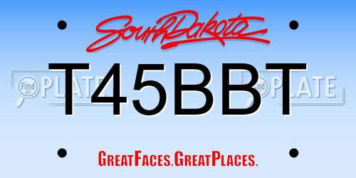 T45BBT South Dakota License Plate