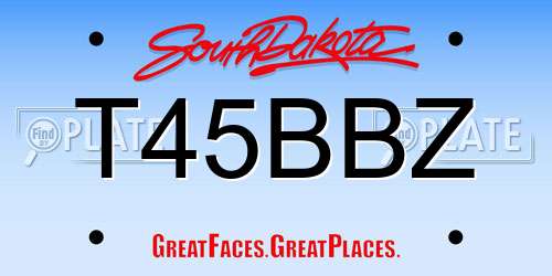 T45BBZ South Dakota License Plate