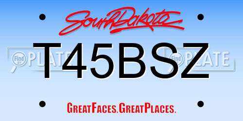 T45BSZ South Dakota License Plate