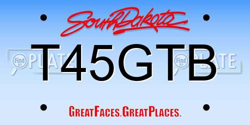 T45GTB South Dakota License Plate