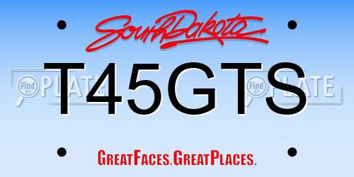 T45GTS South Dakota License Plate