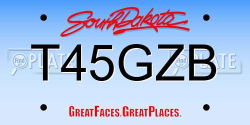 T45GZB South Dakota License Plate
