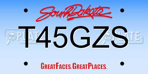 T45GZS South Dakota License Plate