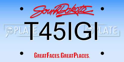 T45IGI South Dakota License Plate
