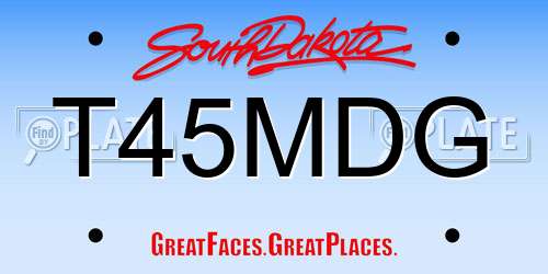 T45MDG South Dakota License Plate