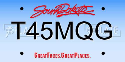 T45MQG South Dakota License Plate