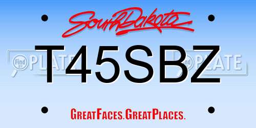 T45SBZ South Dakota License Plate