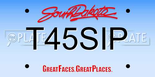 T45SIP South Dakota License Plate