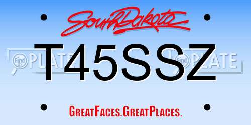T45SSZ South Dakota License Plate