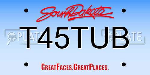T45TUB South Dakota License Plate