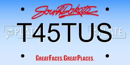 T45TUS South Dakota License Plate